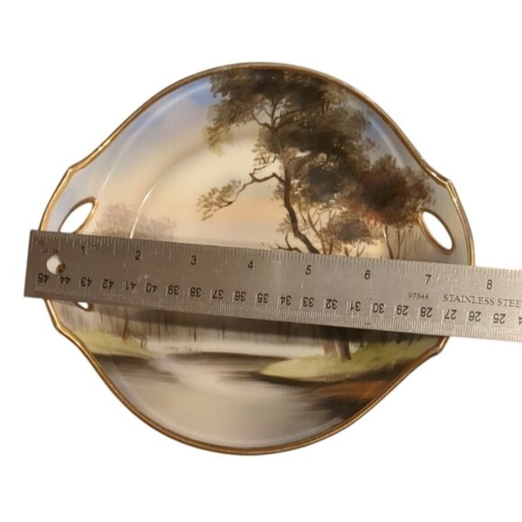 Antique Noritake Morimura Hand Painted Handled Candy Dish Bowl 7in Japan Gold - Picture 14 of 14